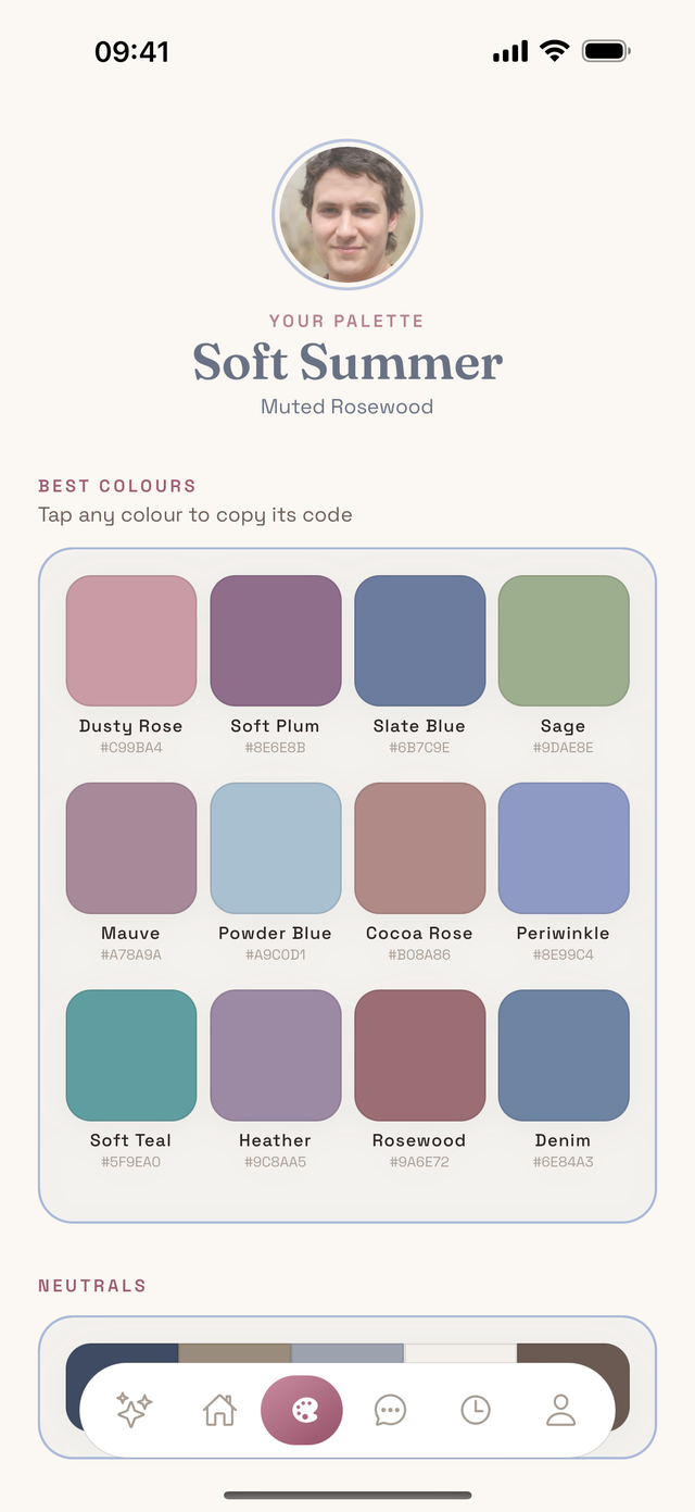 Your colour palette in Palora